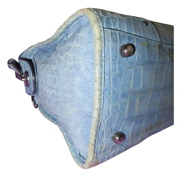 SOLD Coach Rhyder Limited Edition rare dusty blue Croc Embossed Denim Leather - Picture 10 of 16